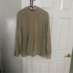 Dior Women's Long-Sleeve Blouse in Beige-Taupe